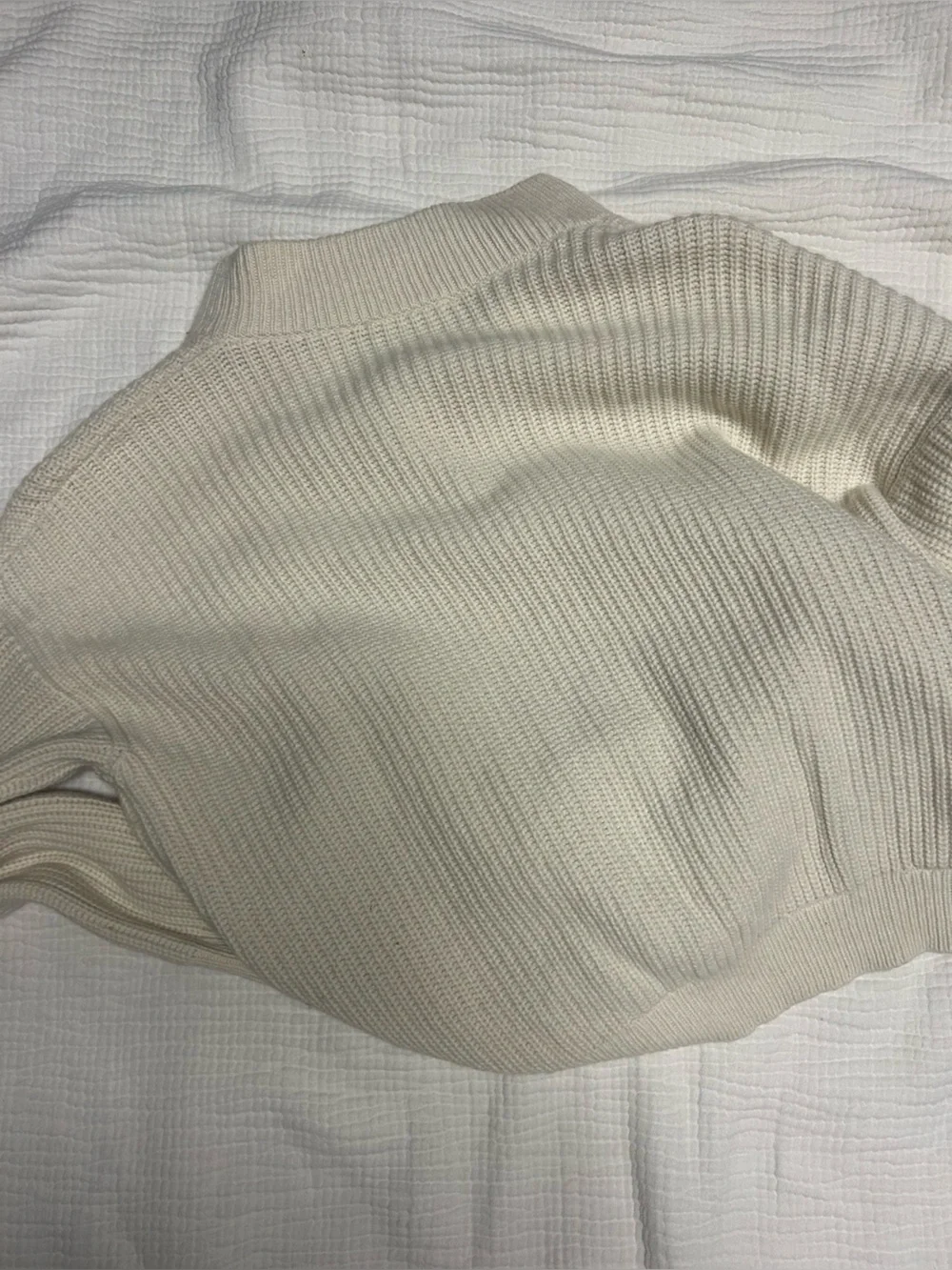Sezane Cream Button-Front Ribbed Pullover - Picture 4 of 5